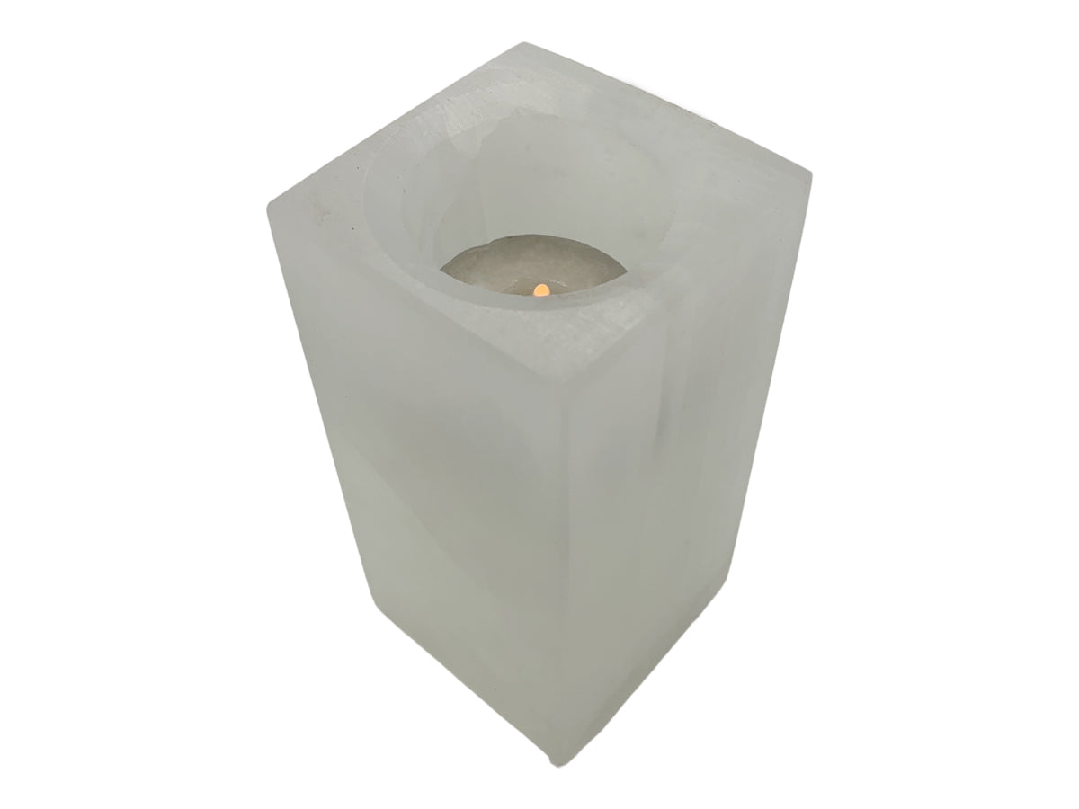 White Onyx Square Candle Holder