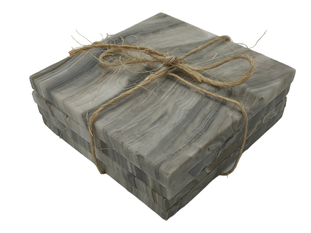 Gray Onyx Square Coaster Set