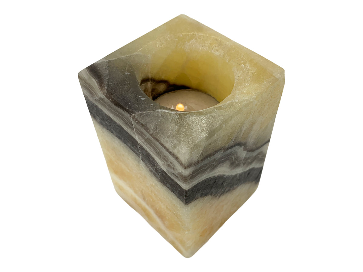 Zebra Onyx Prism Candle Holder