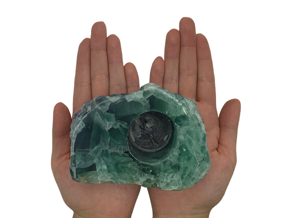 Rustic Fluorite Candle Holder