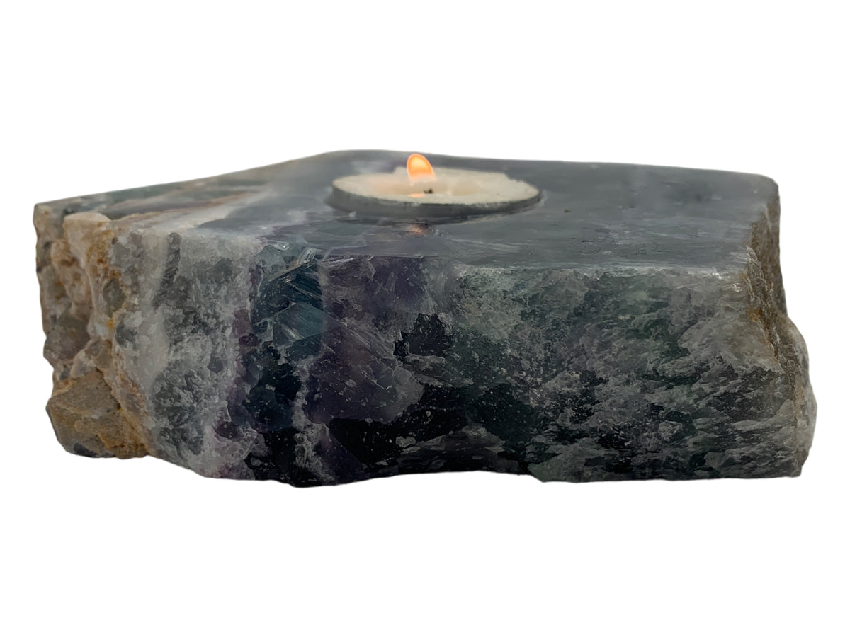 Rustic Fluorite Candle Holder