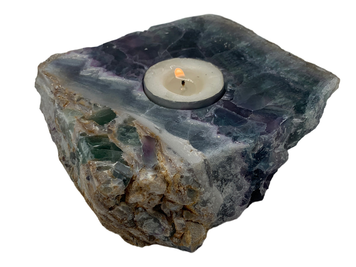 Rustic Fluorite Candle Holder