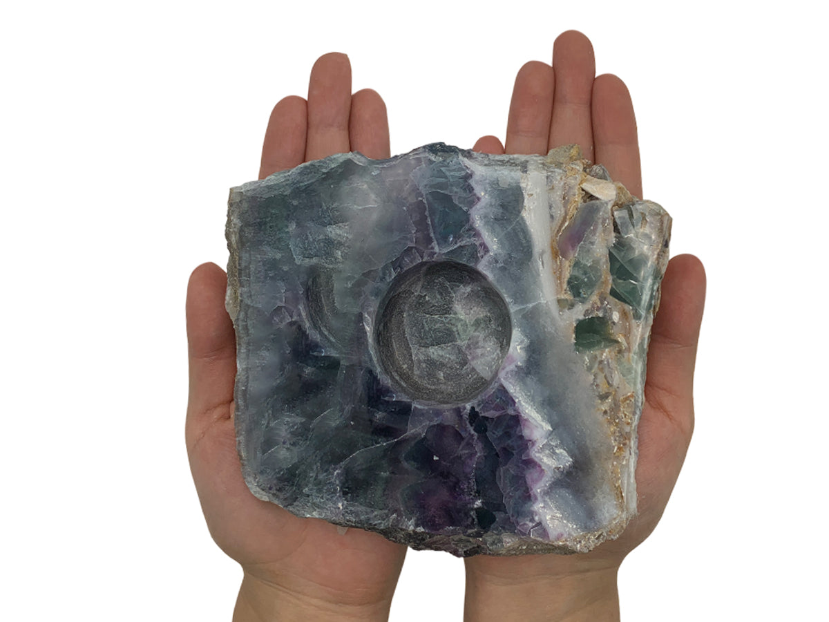 Rustic Fluorite Candle Holder
