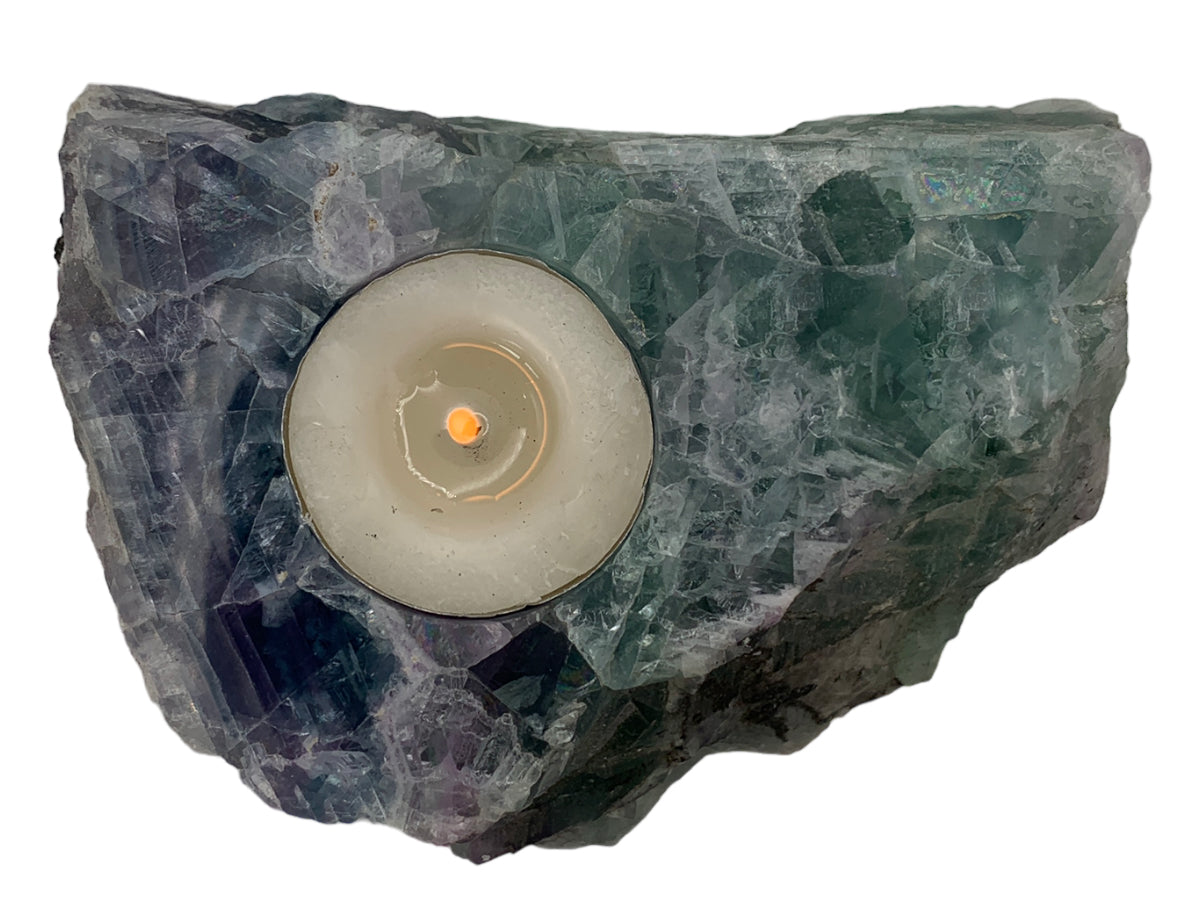 Rustic Fluorite Candle Holder