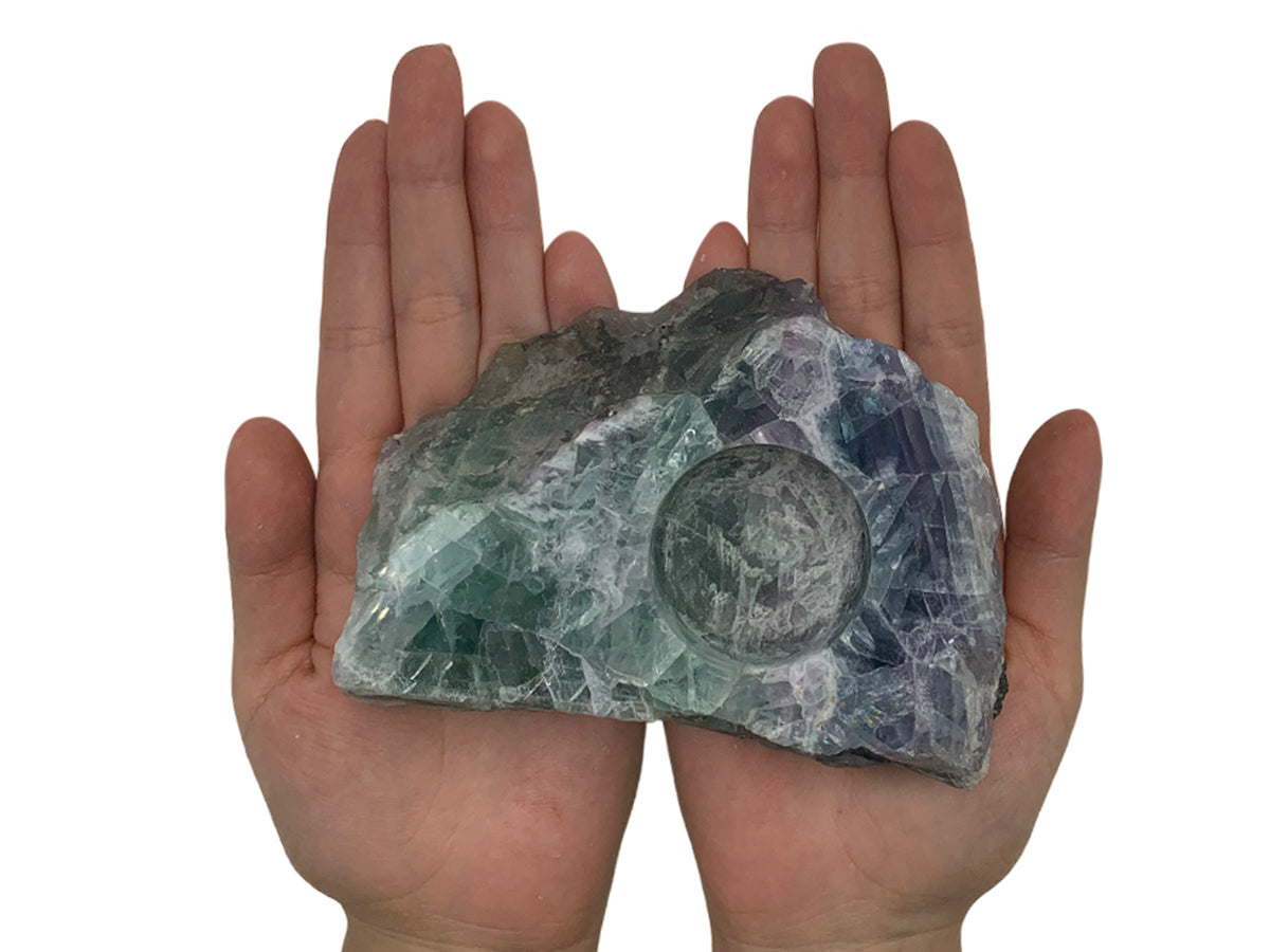 Rustic Fluorite Candle Holder