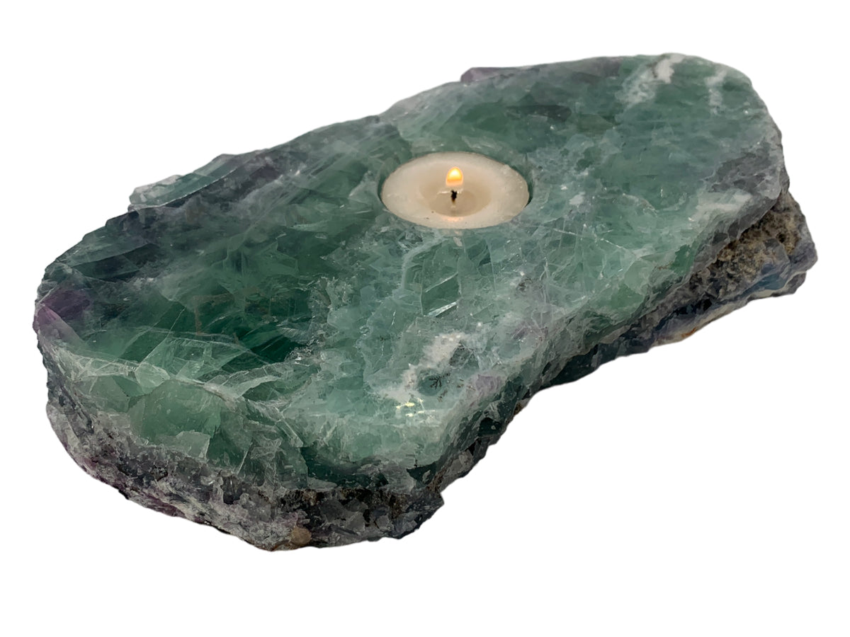 Rustic Fluorite Candle Holder