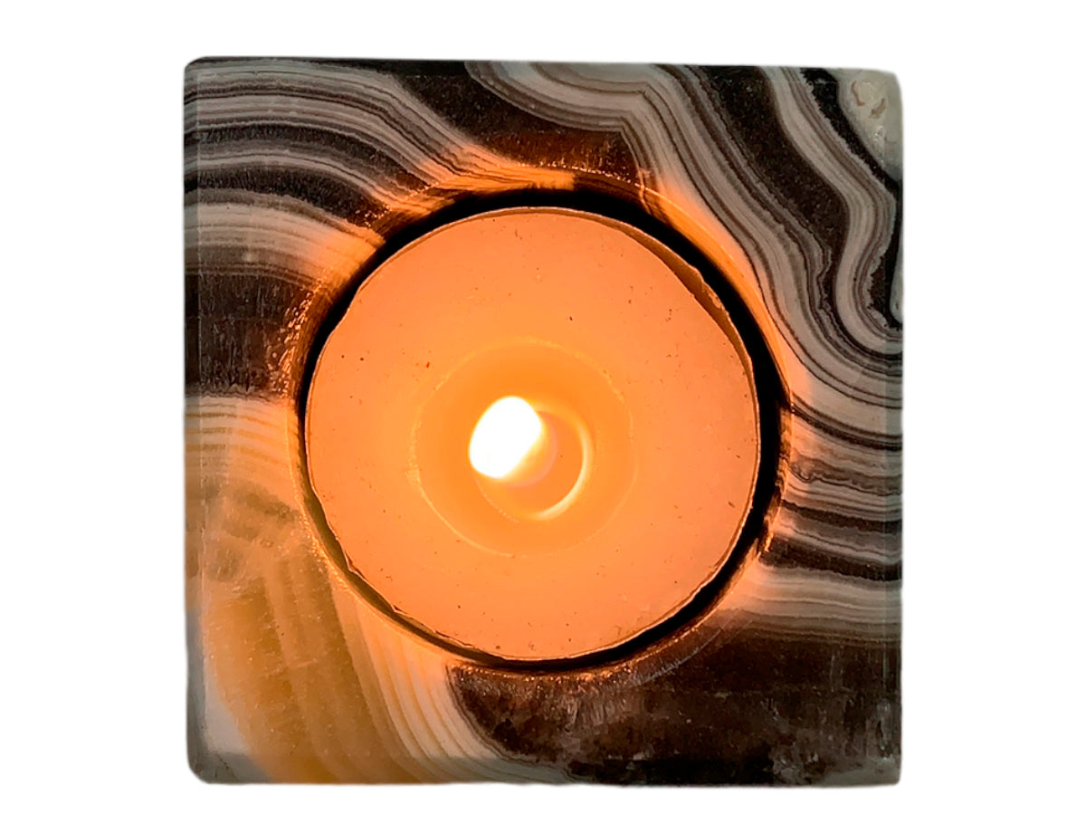 Zebra Onyx Prism Candle Holder