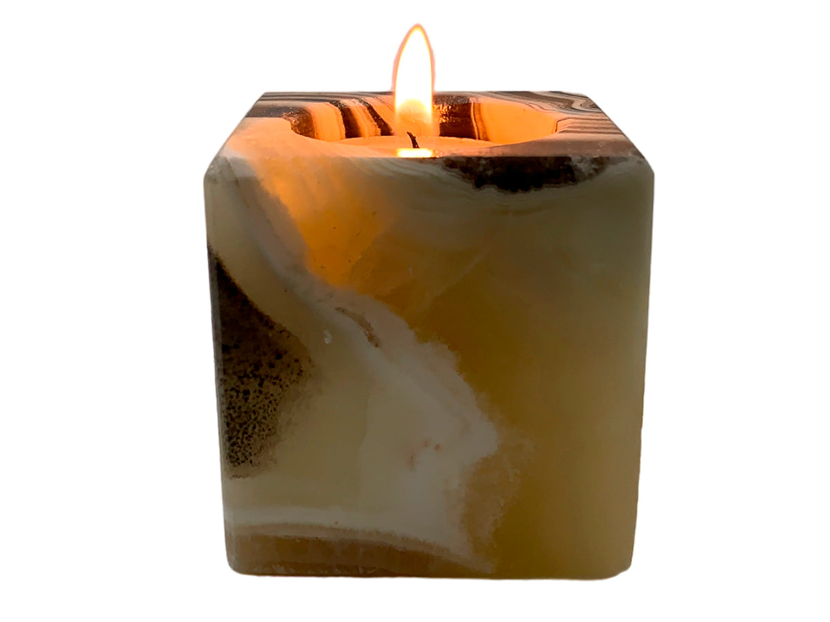 Zebra Onyx Prism Candle Holder