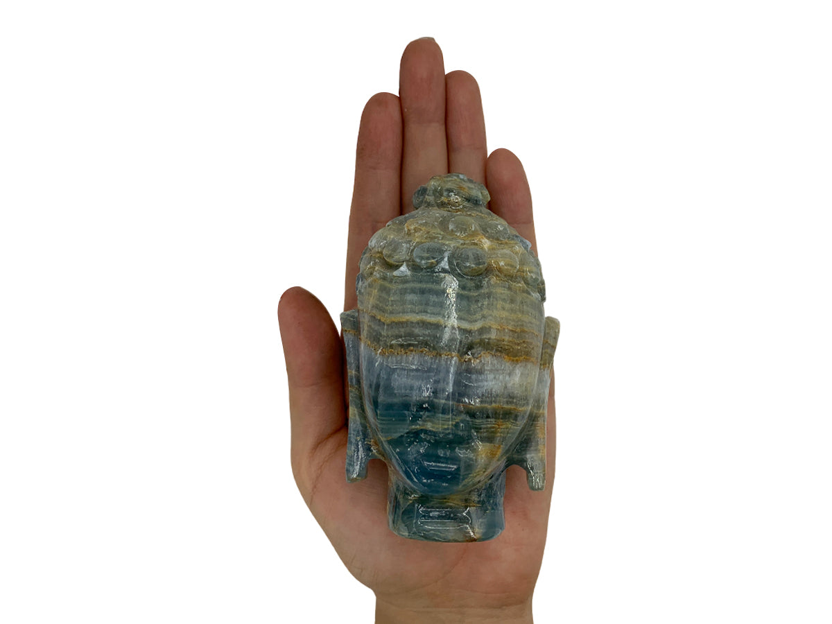 Blue Onyx Buddha Head