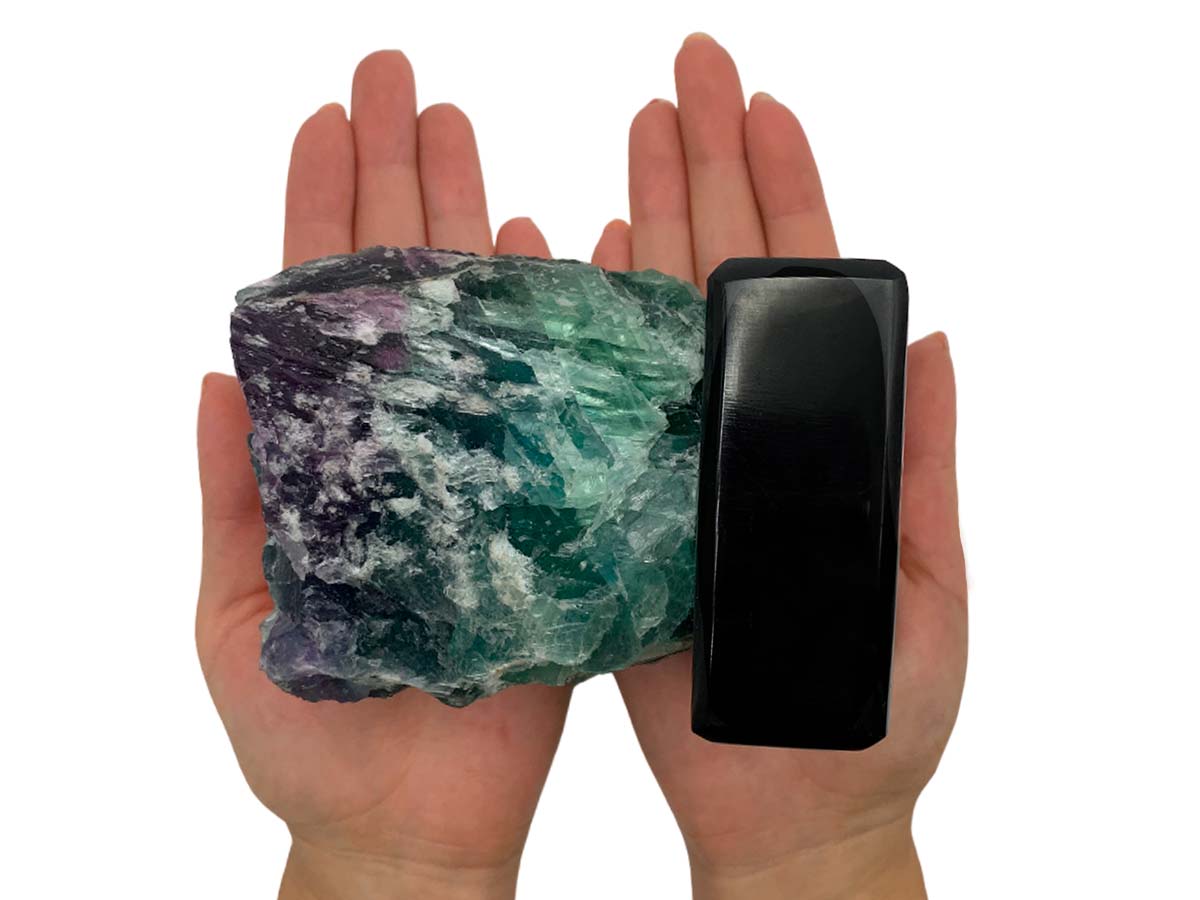 Fluorite Irregular Lamp Rustic Edge W/ Black Base