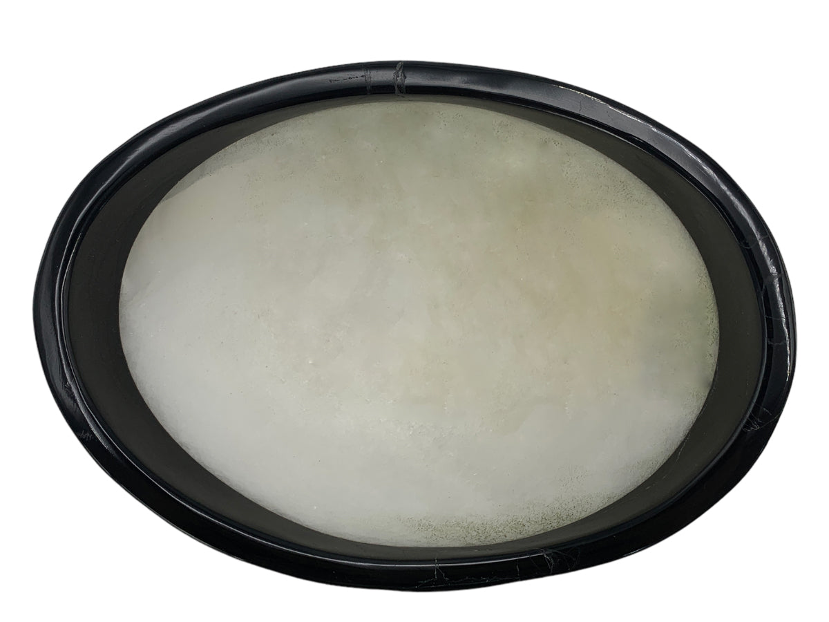 White Onyx Oval Bowl Black Edge