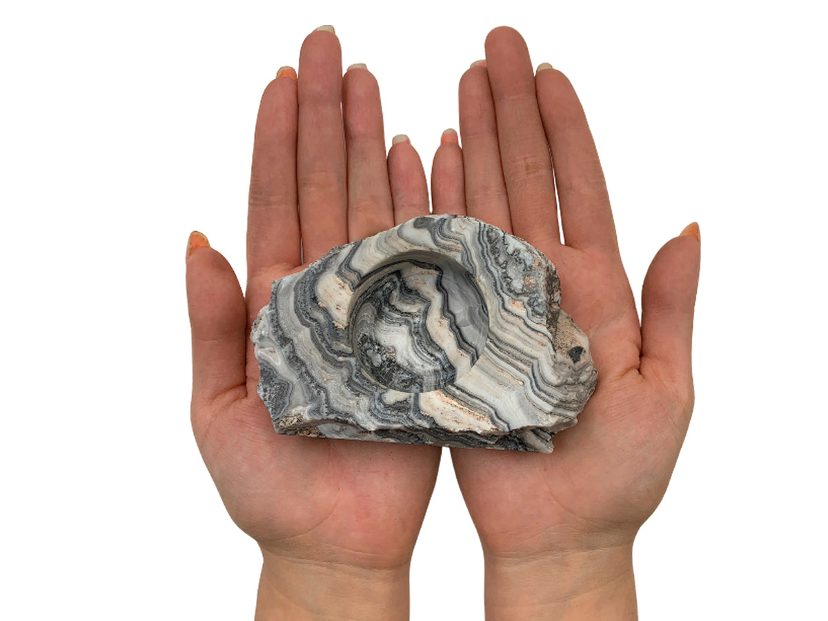 Gray Zebra Calcite Candle Holder