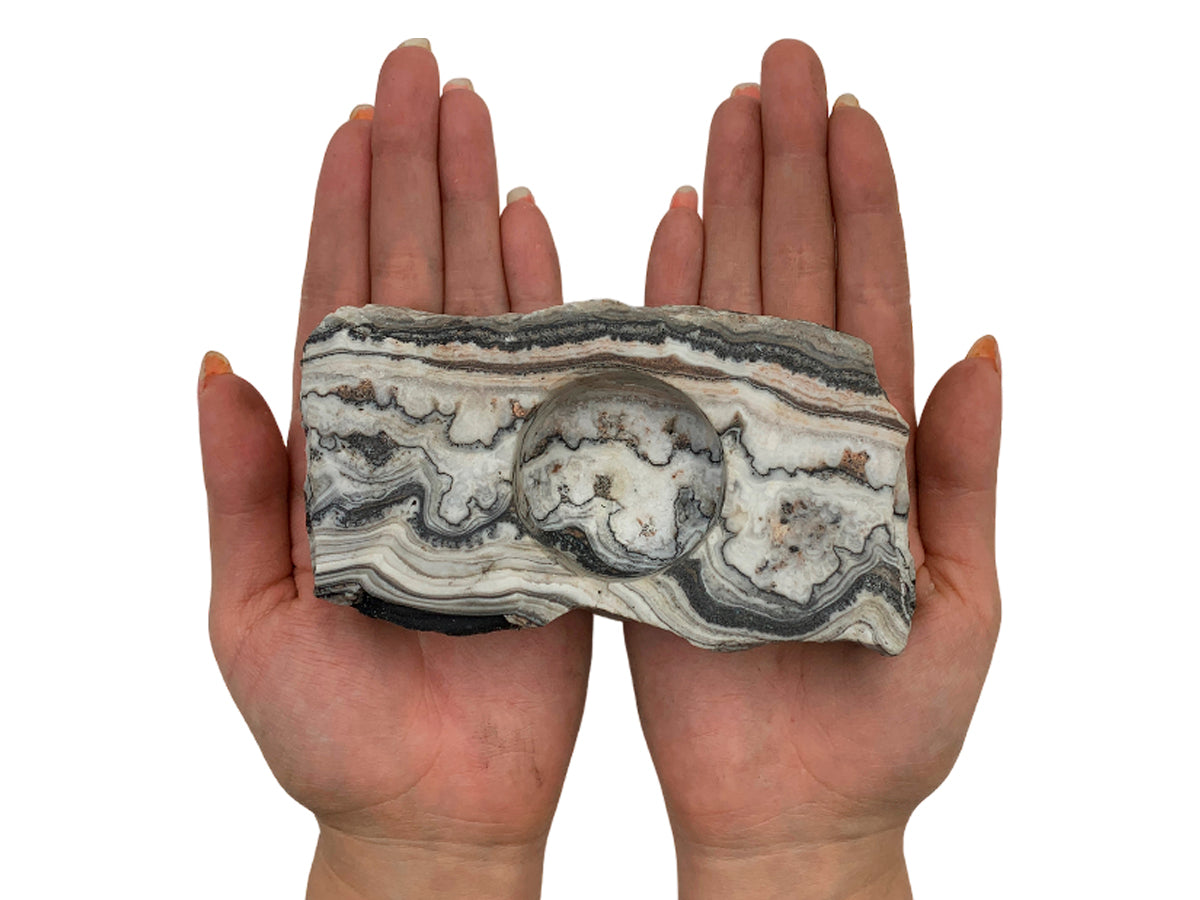 Gray Zebra Calcite Candle Holder