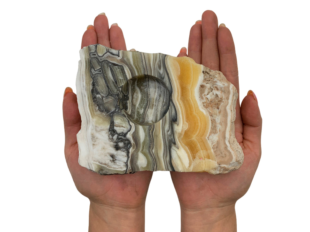 Gray Zebra Calcite Candle Holder