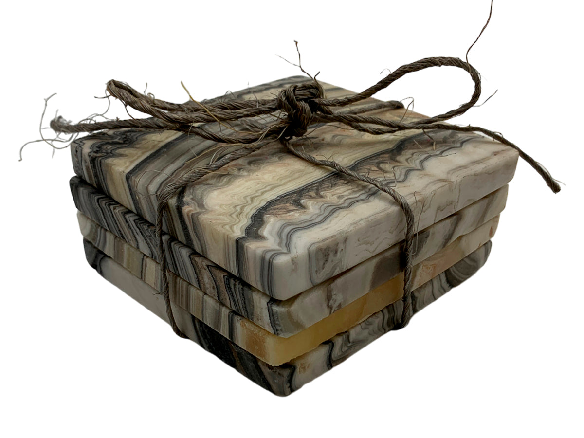 Gray Onyx Square Coaster Set