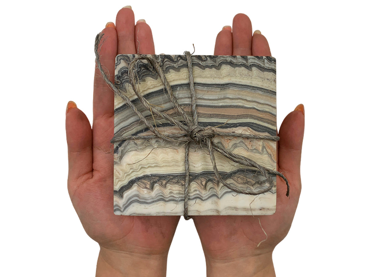 Gray Onyx Square Coaster Set