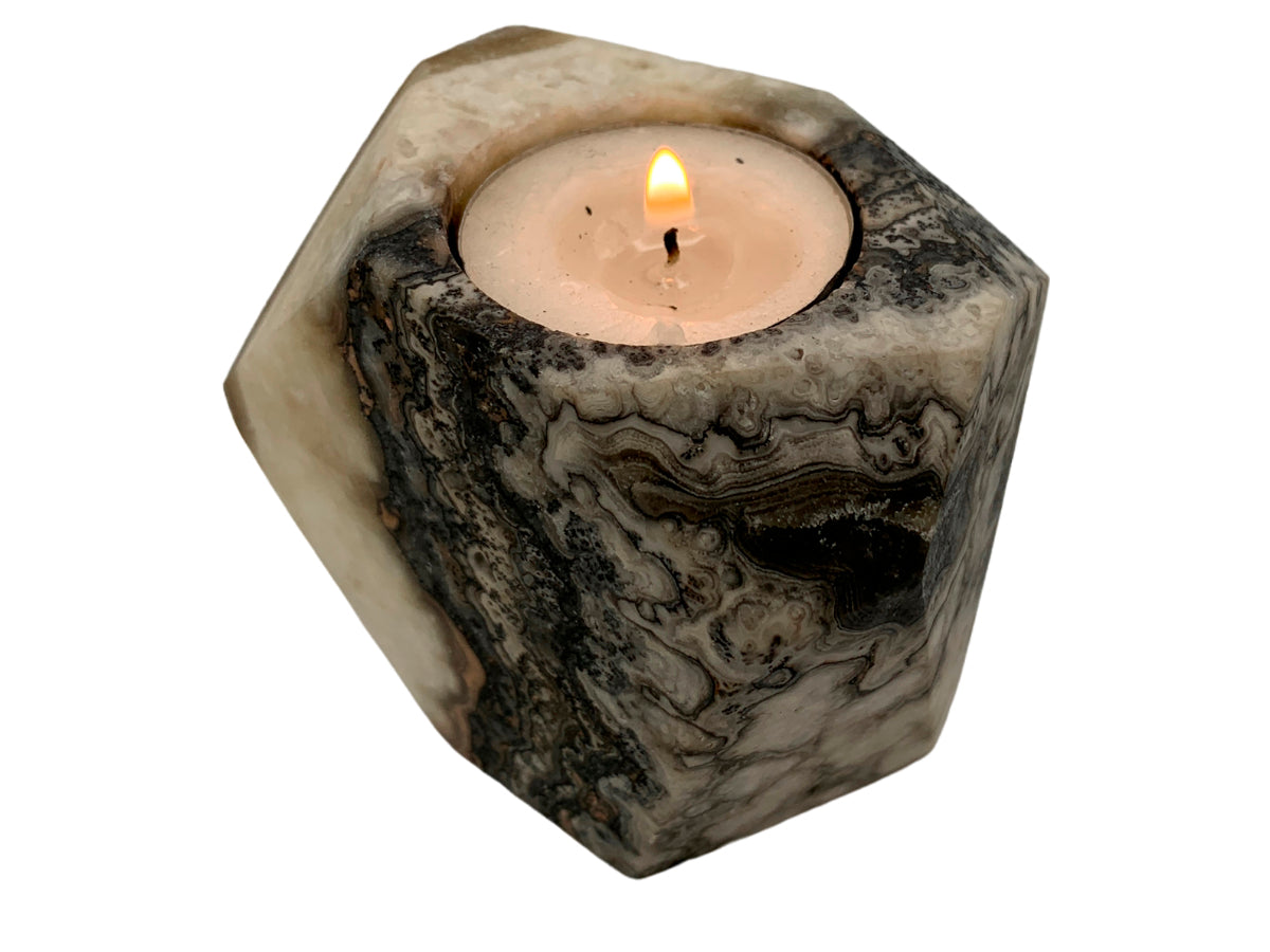 GrayZebra Onyx Faceted Candle Holder
