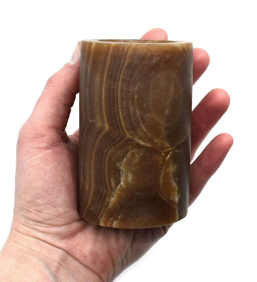 Brown Onyx Cylinder Candle Holder