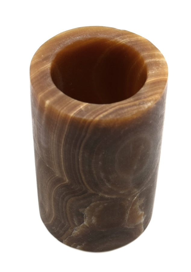 Brown Onyx Cylinder Candle Holder