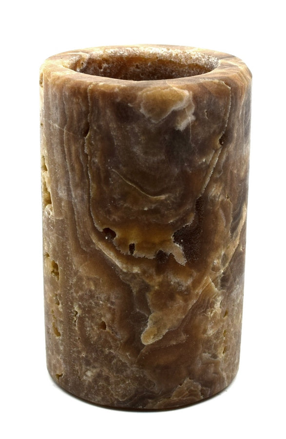 Brown Onyx Cylinder Candle Holder