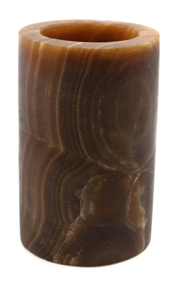 Brown Onyx Cylinder Candle Holder