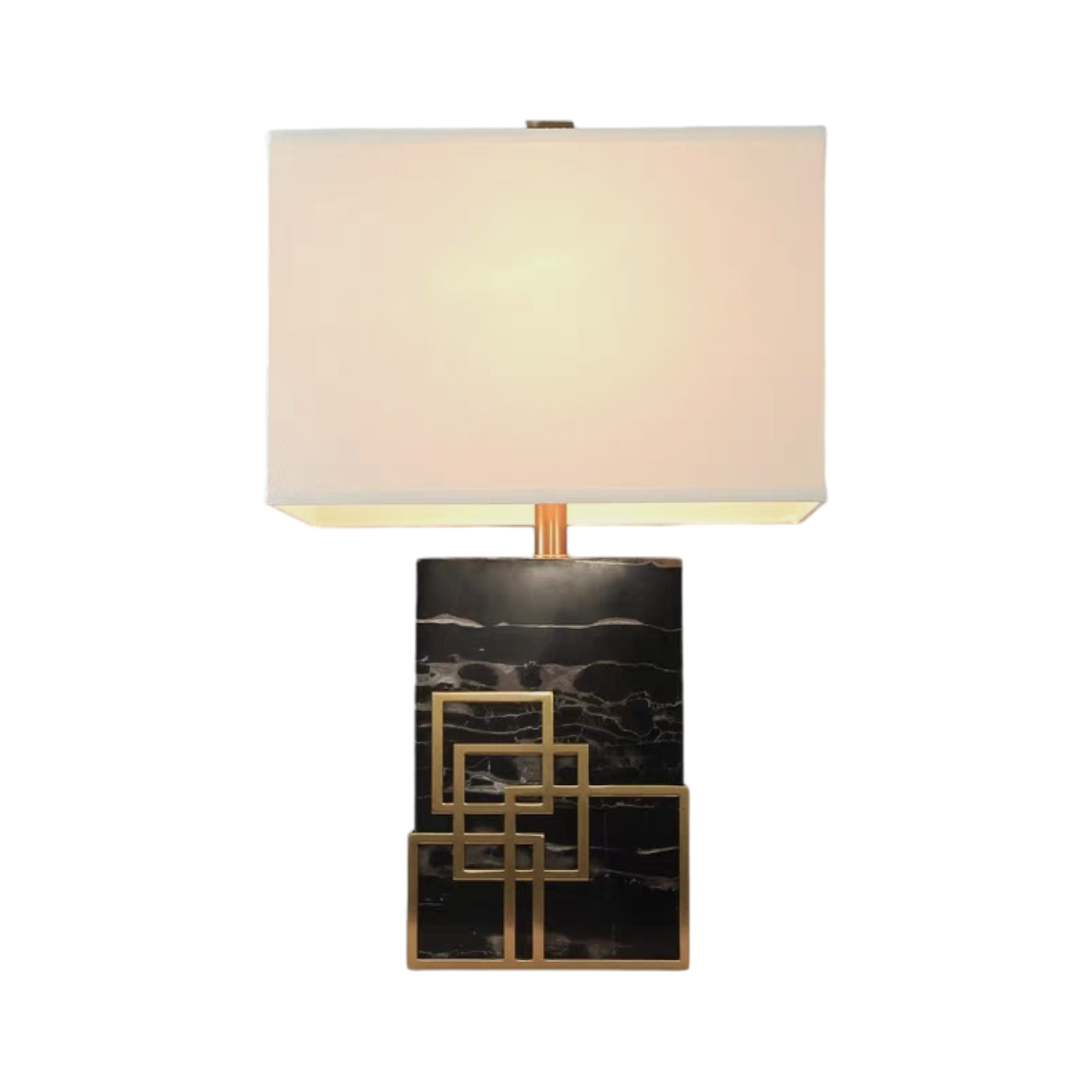 Rectangular Marble Lamp With Metal Base And Lampshade  40X64 Cm