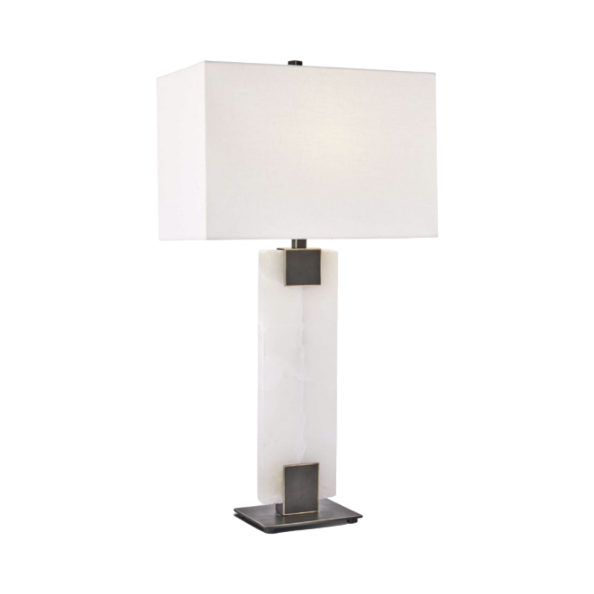 Prism Marble Lamp With Metal Base And Support With Shade  35X60 Cm