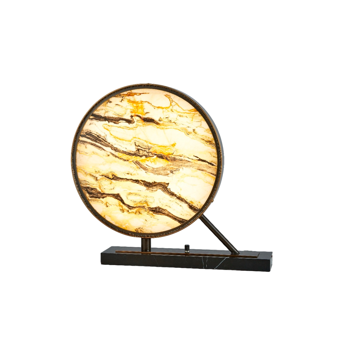 Circular Danburite Lamp With Copper Base And Support 65X54.5 Cm