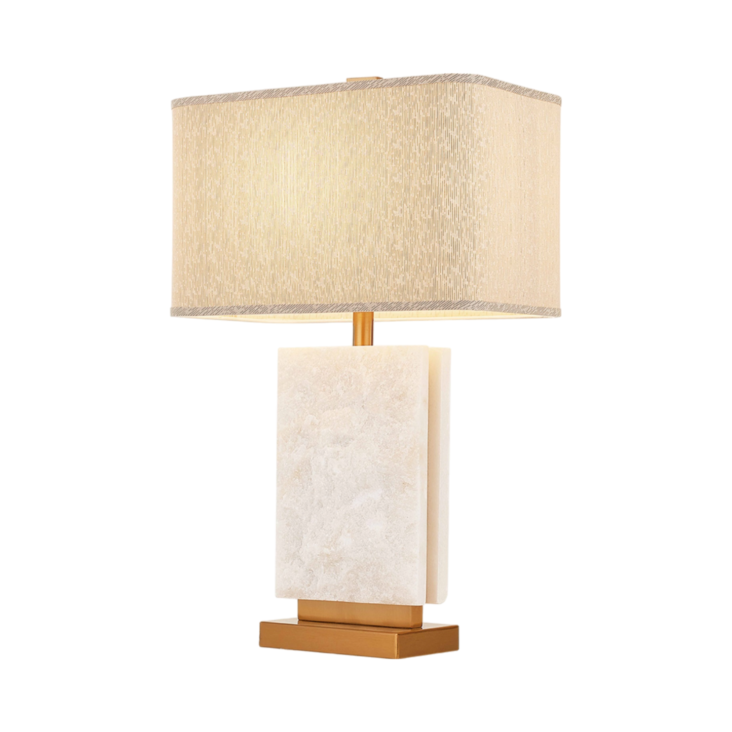 Prism Marble Lamp With Metal Base And Support With Shade 42X69 Cm
