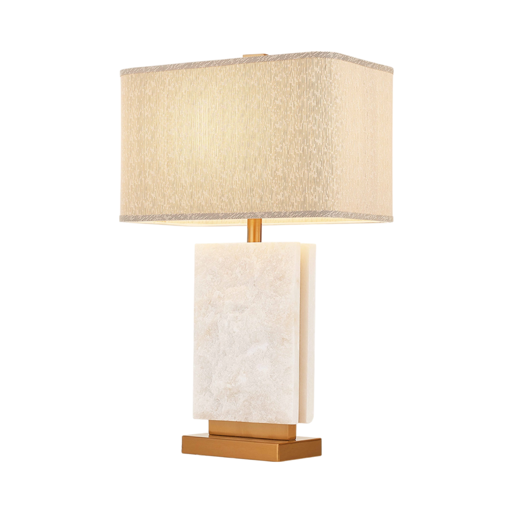 Prism Marble Lamp With Metal Base And Support With Shade 42X69 Cm