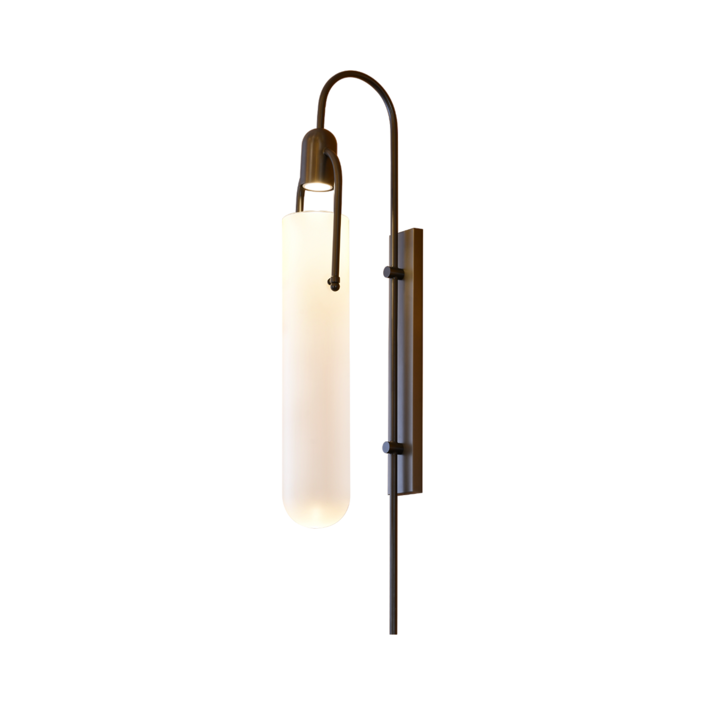 Glass Cylinder Wall Lamp With Stainless Steel Support 16X24X95 Cm
