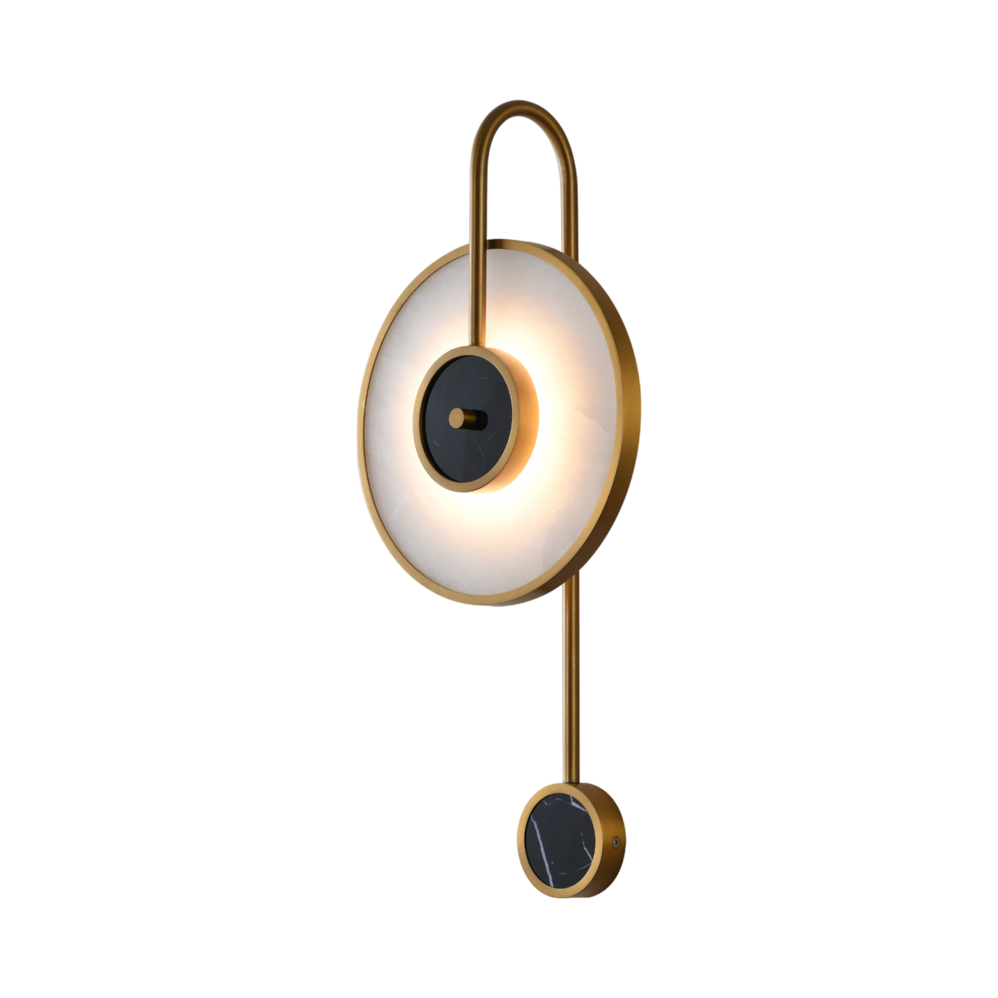 Circular Marble Lamp With Stainless Steel Support 25X13X55 Cm