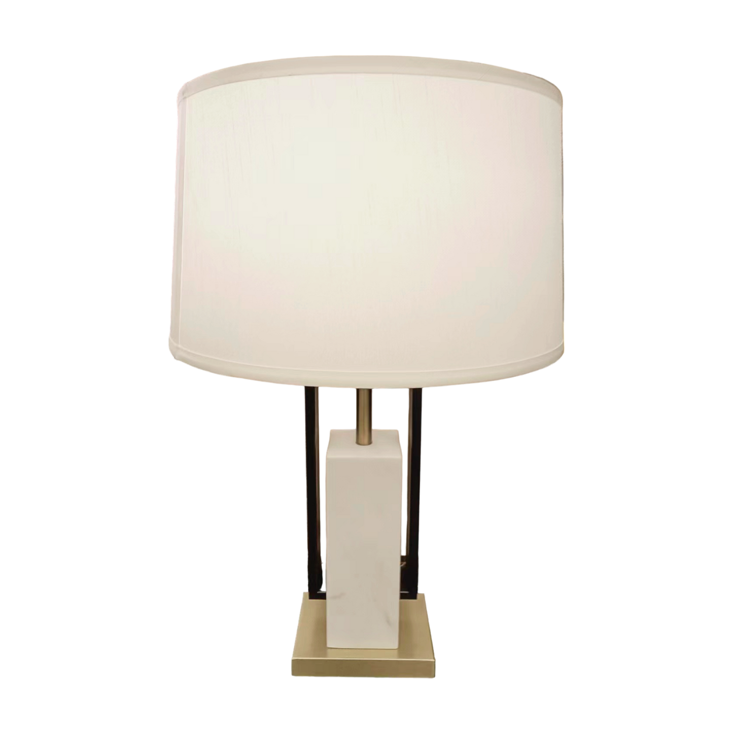 Prism Marble Lamp With Stainless Steel Base And Metal Support With Shade 35X55 Cm