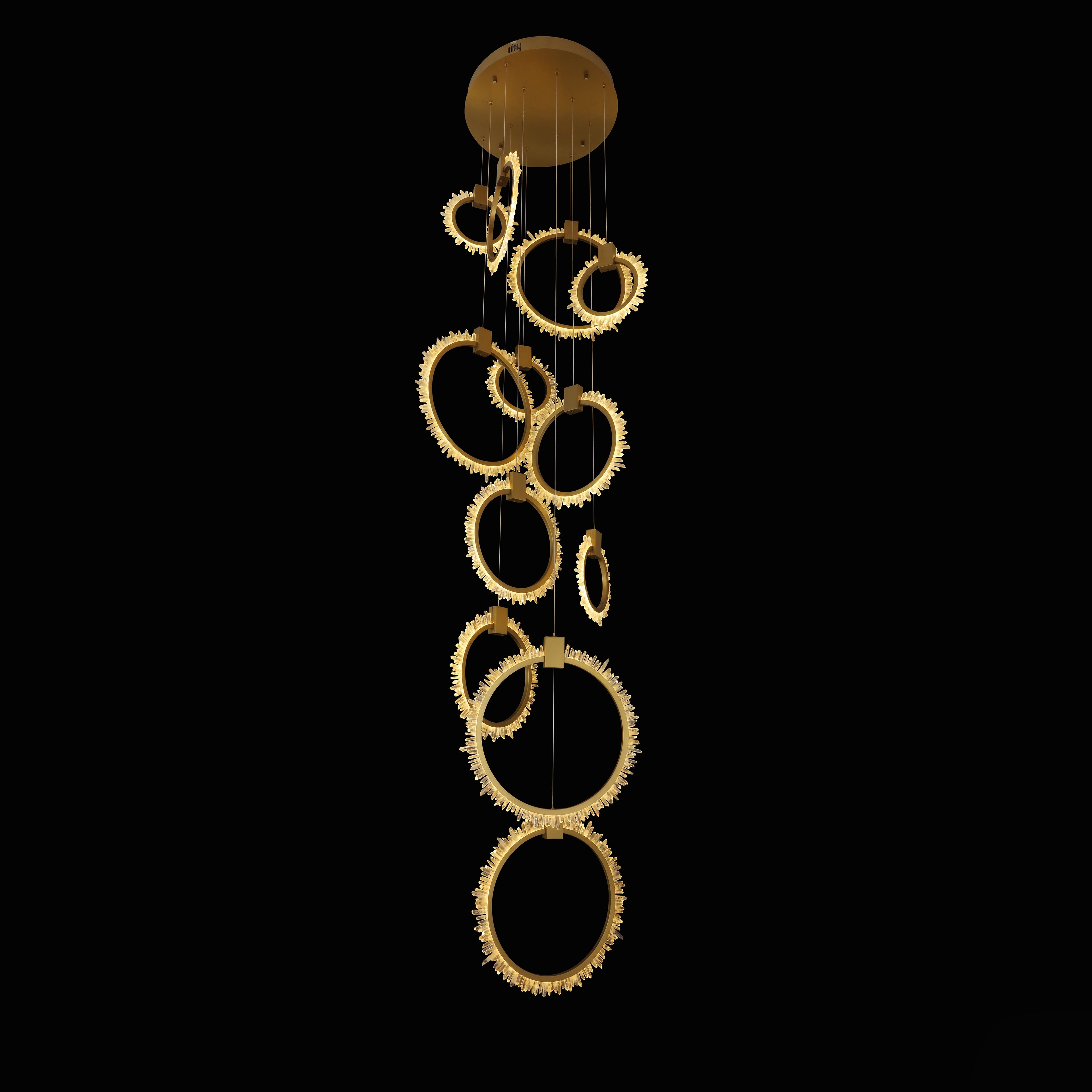 Hanging Circle Lamp With Quartz Point Tips