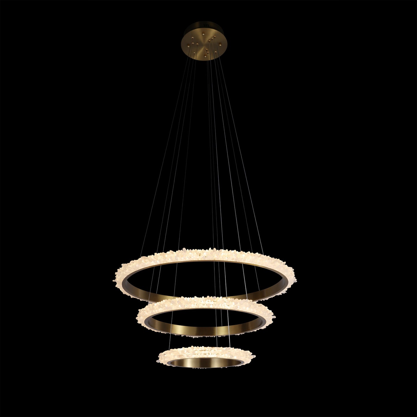Hanging Circle Lamp With Quartz Point Tips 40-80 Cm