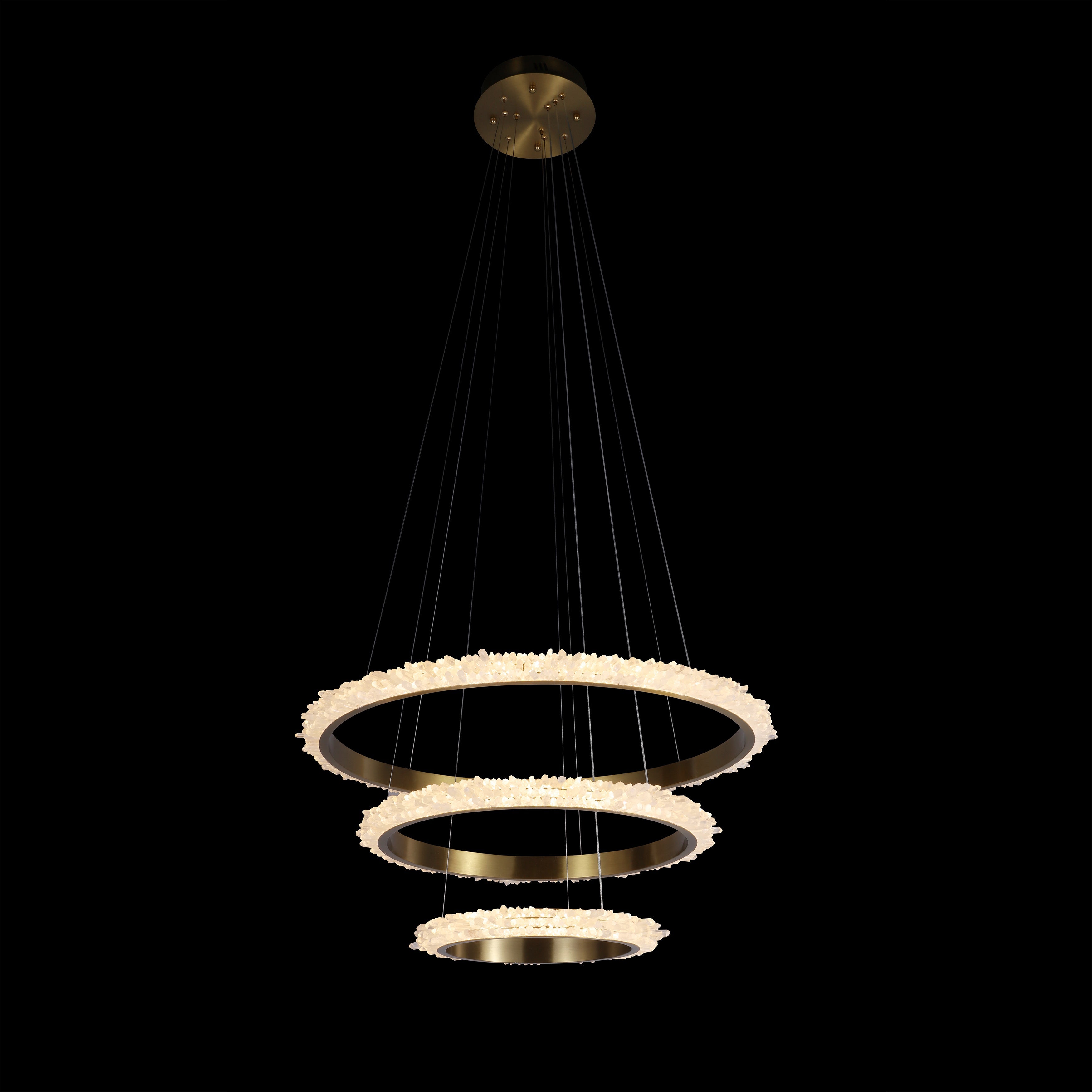 Hanging Circle Lamp With Quartz Point Tips  40-80 Cm