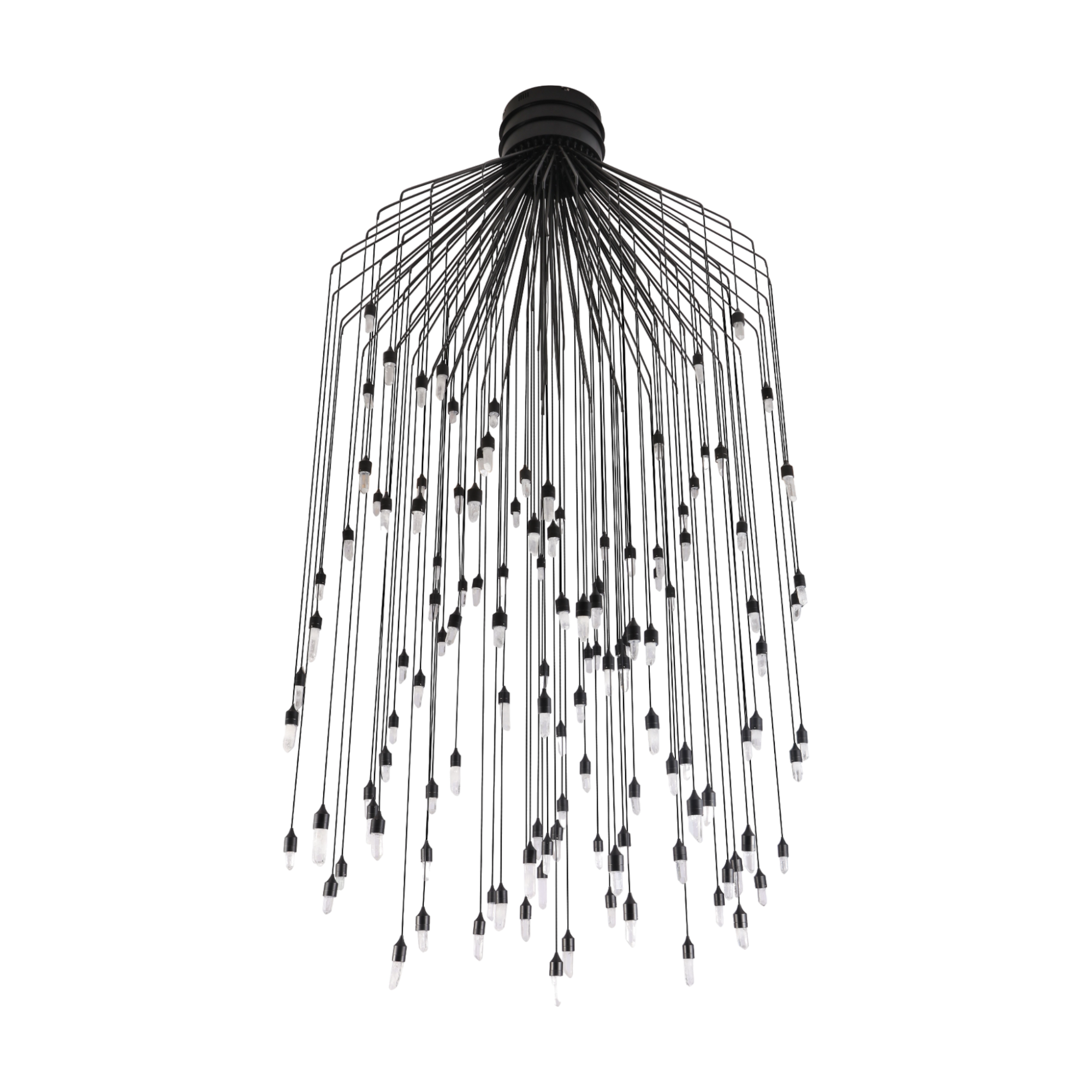 Hanging Lamp With Quartz Point Tips On Metal Support