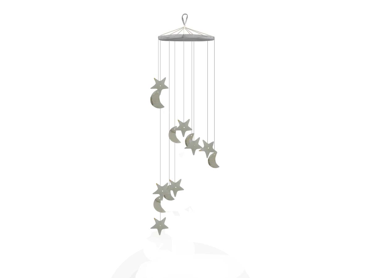 Star & Moons Wind Chime White Onyx