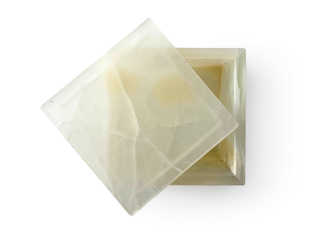 White onyx prism jewelry box 10 cm tall