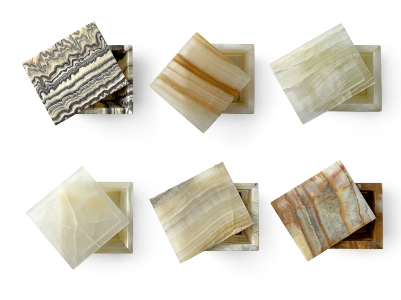 White onyx prism jewelry box 10 cm tall