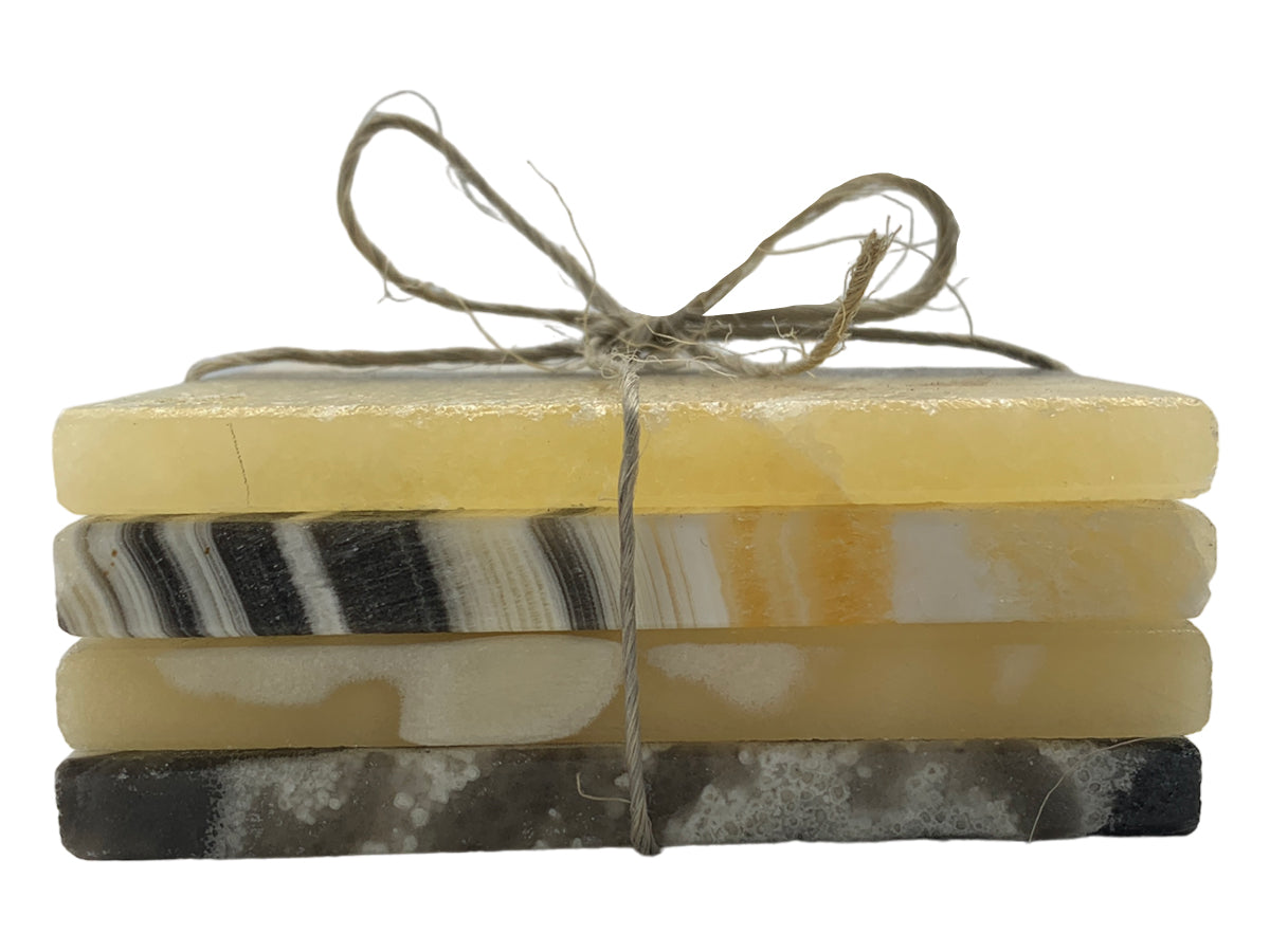 Zebra Onyx Square Coaster Set