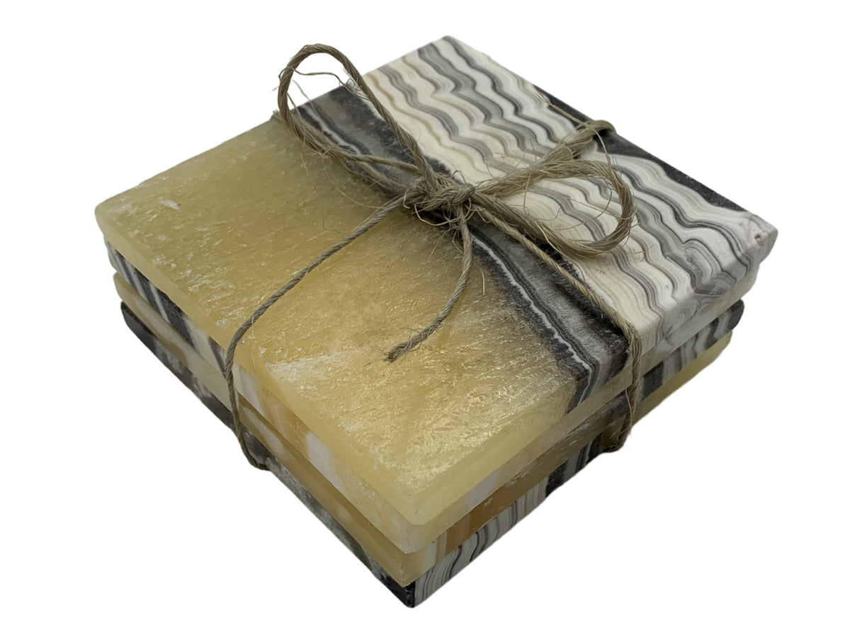 Zebra Onyx Square Coaster Set