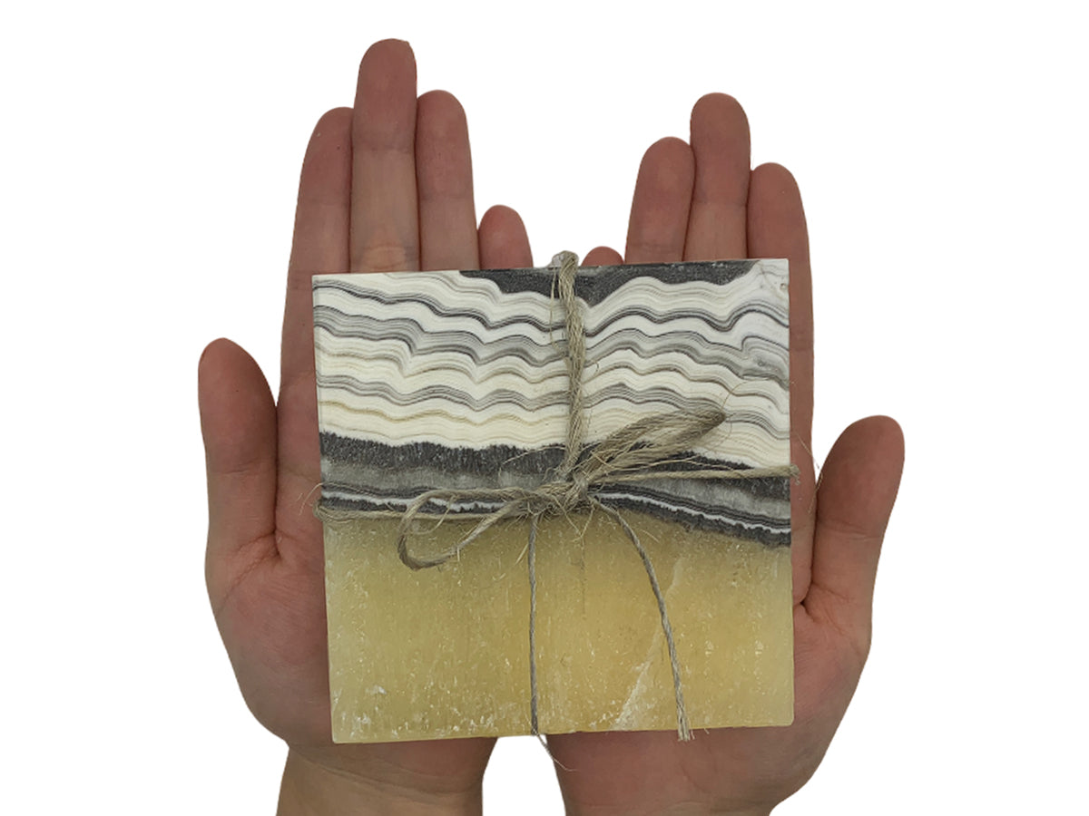 Zebra Onyx Square Coaster Set