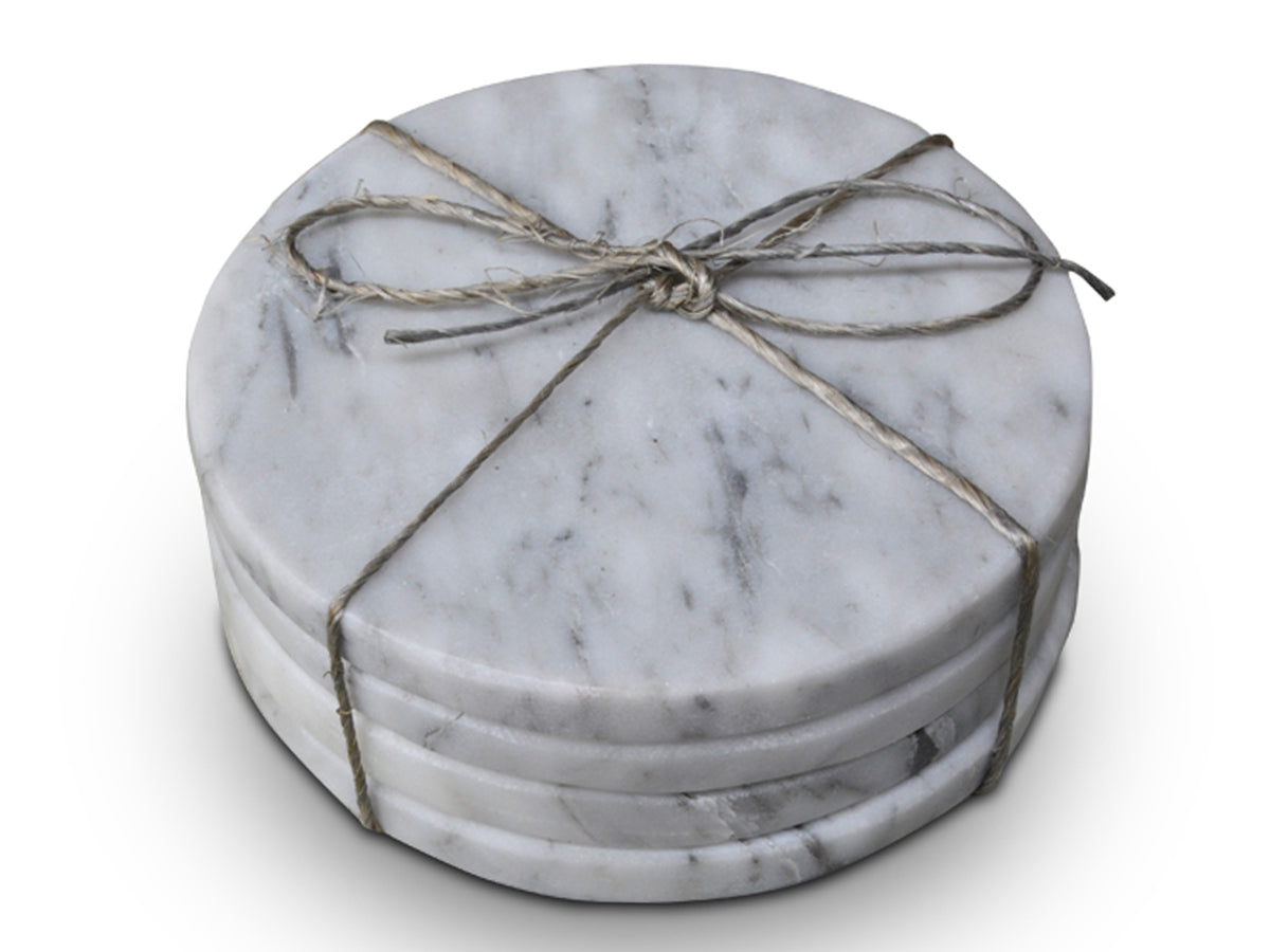 White calacata marble coaster set