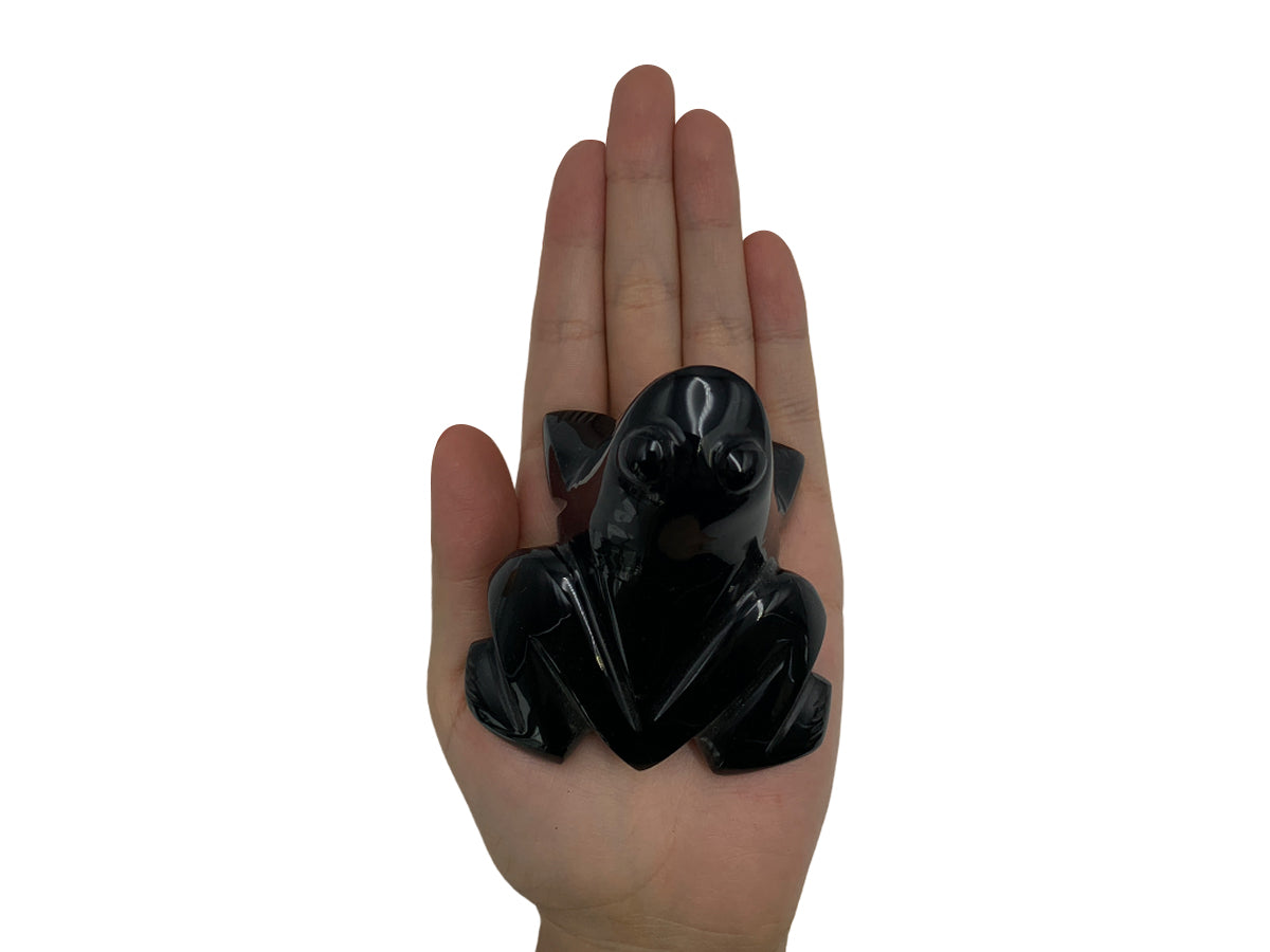 Black Obsidian Frog Polished ~6.5 Cm