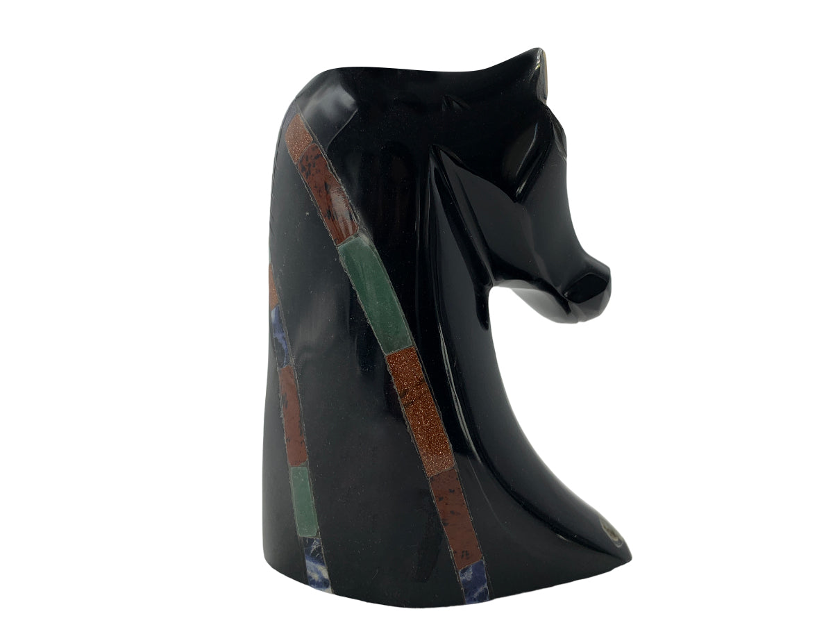Golden Obsidian Horse Head Polished 4X7.5X11 Cm