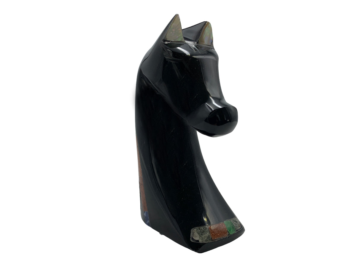 Golden Obsidian Horse Head Polished 4X7.5X11 Cm