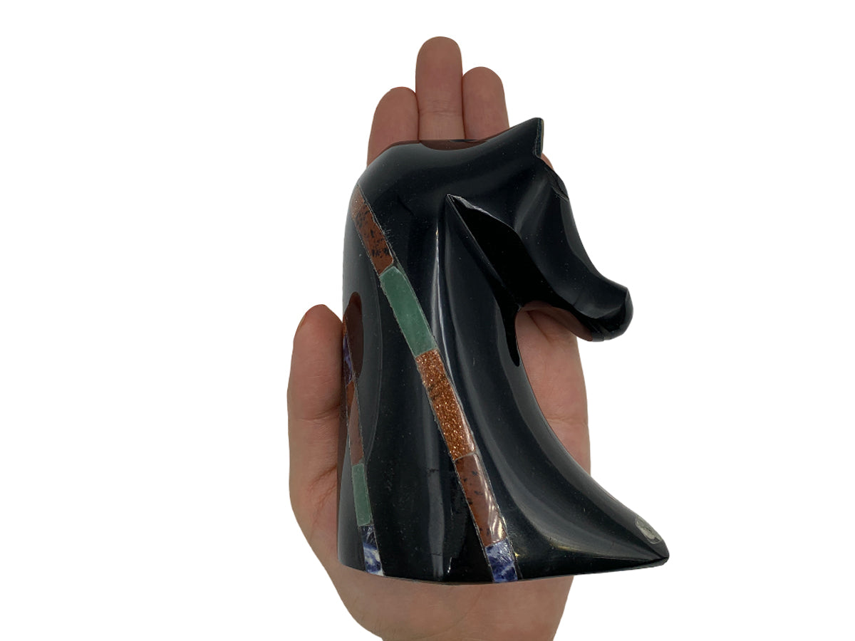 Golden Obsidian Horse Head Polished 4X7.5X11 Cm