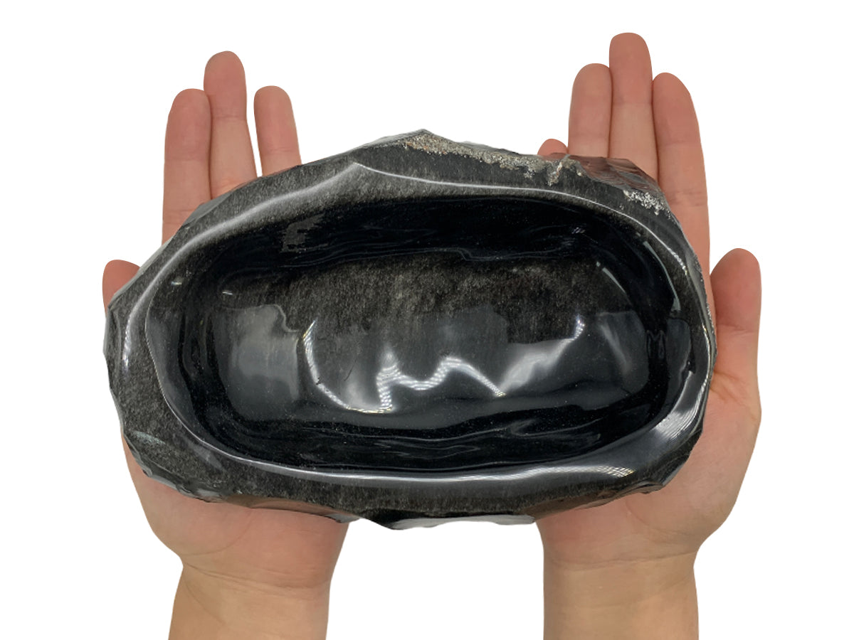 Golden Obsidian Snack Bowl Rustic Edge Polished 16 Cm