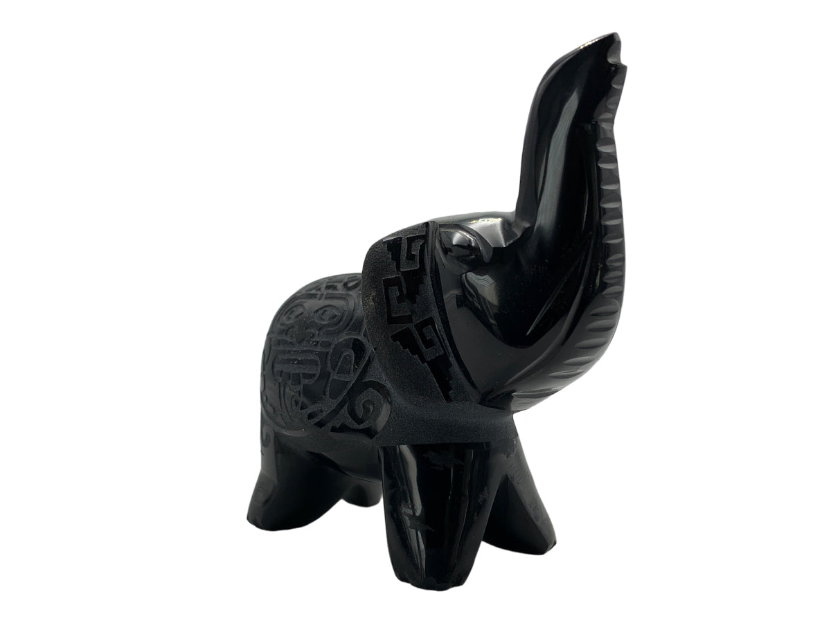 Black Obsidian Elephant Polished 8X4X8.5 Cm
